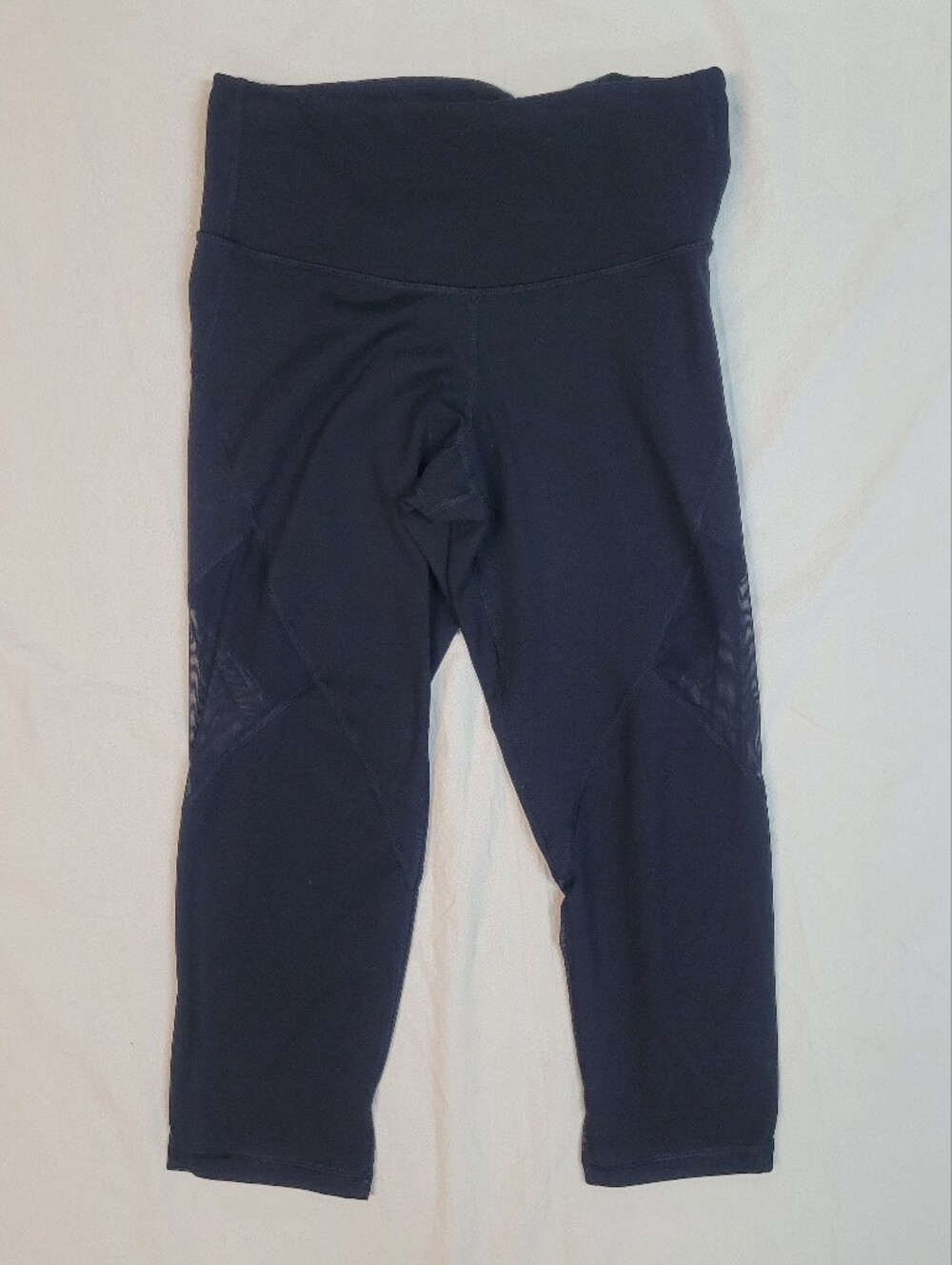 Old Navy Black Cropped Athletic Leggings W/ Mesh Sections, Womens Med Activewear
